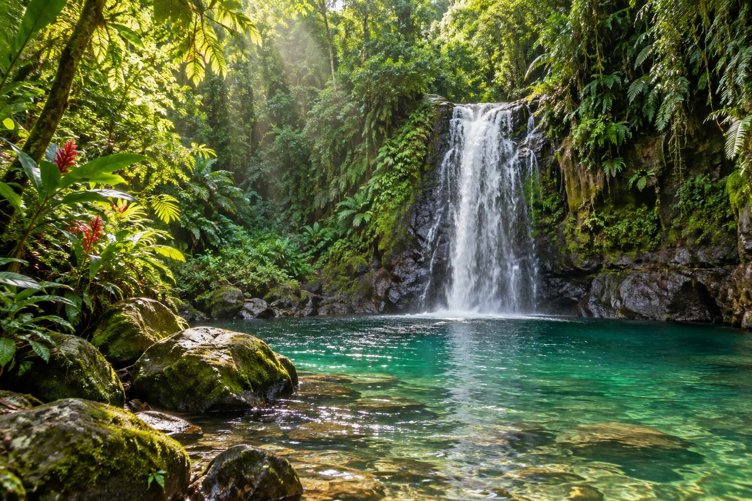 Swim beneath a Guadeloupe waterfall
